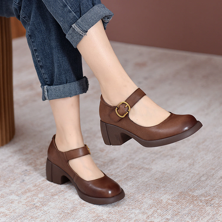 Nora&Lea™| Agnes Leather Mary Janes