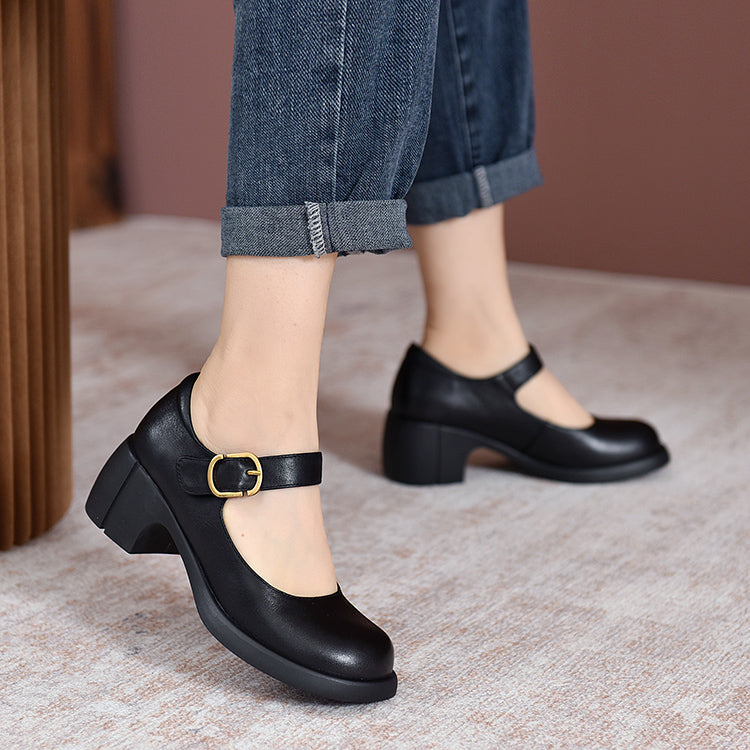 Nora&Lea™| Agnes Leather Mary Janes