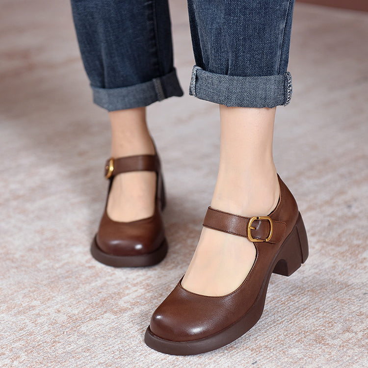 Nora&Lea™| Agnes Leather Mary Janes